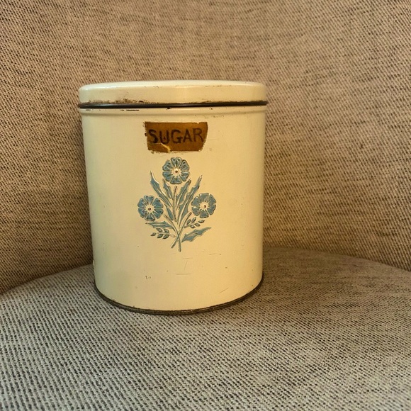Vintage Other - Vintage Corningware Style Blue Cornflower Metal Tin Kitchen Shelf Decor Retro